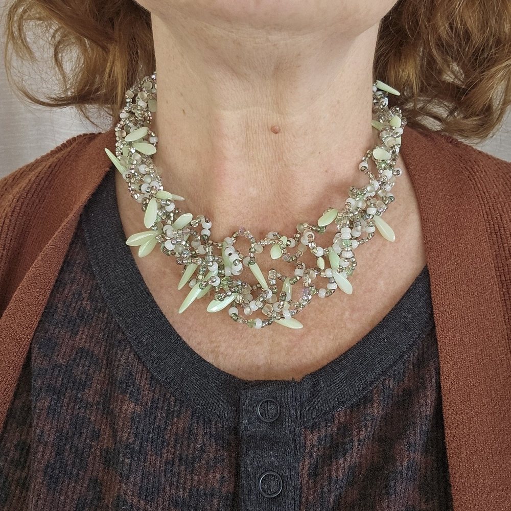 Elegant Hand Crafted Green Beaded Necklace